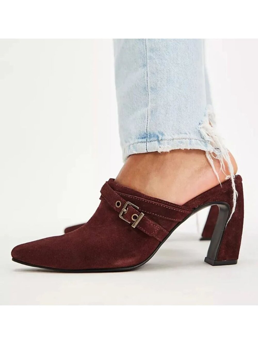 🆕 FREE PEOPLE Date Night Heeled Mules / Port Royale Suede